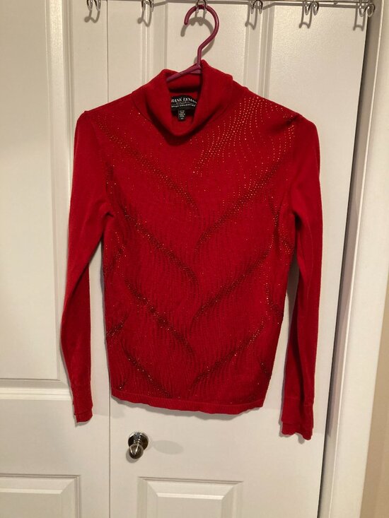 Frank Lyman Red High Neck Sweater Abstract, Size Small - Picture 3 of 5
